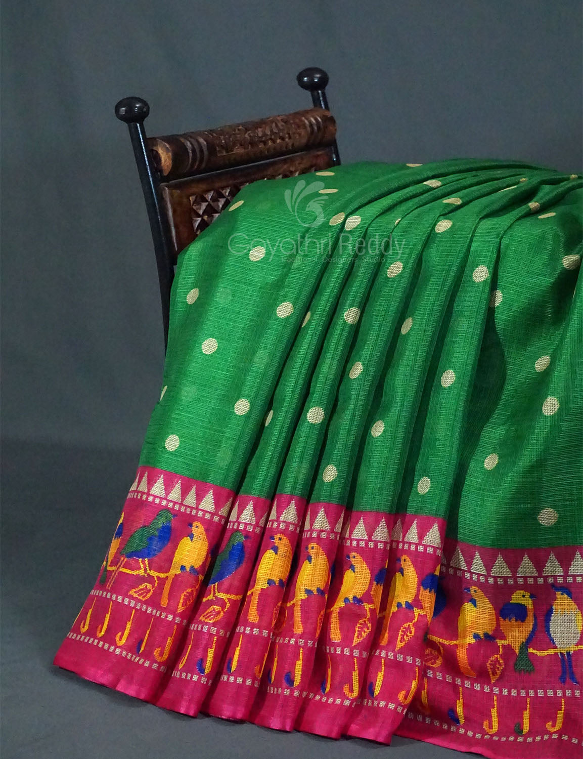 Maroon Green Colour With All Over Buttes Semi Silk Kota Saree By Gayathri Reddy Designer Studio | Swadesiicart