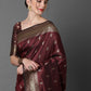 Mitera Brown & Gold-Coloured Ethnic Motifs Woven Design Silk Blend Banarasi Saree | Swadesiicart