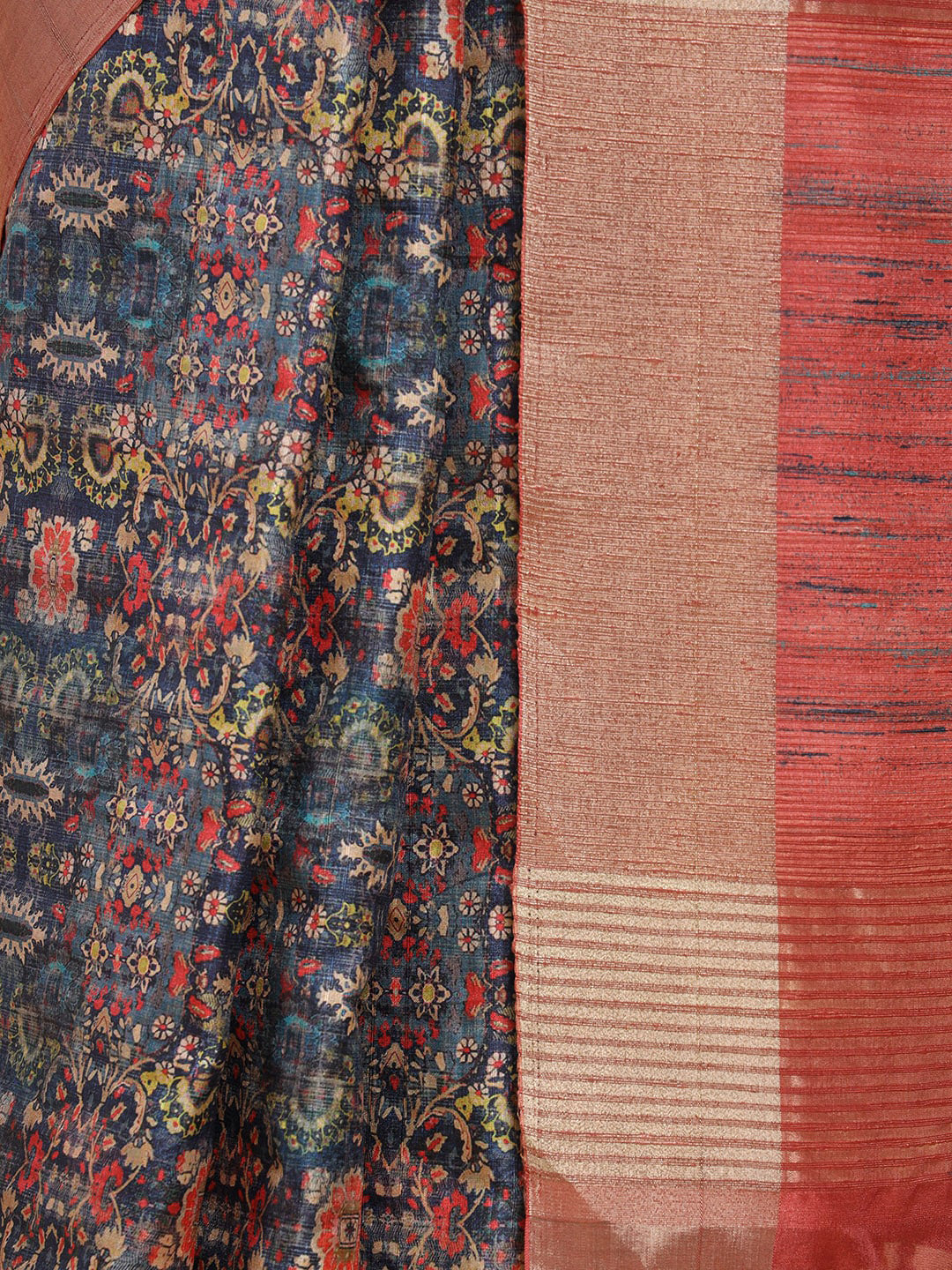 Soch Blue & Pink Floral Zari Silk Blend Ready to Wear Saree | Swadesiicart
