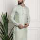 Sojanya Men Green & Beige Ethnic Motifs Jacquard Woven Design Straight Kurta | Swadesiicart