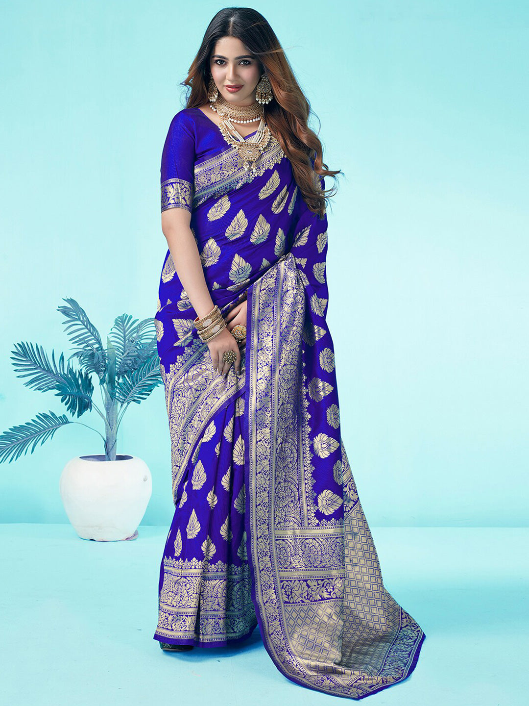 Kalini Ethnic Woven Design Zari Art Silk Banarasi Saree | Swadesiicart