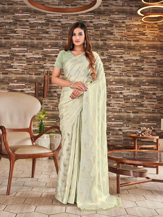 Tikhi Imli Embellished Jacquard Satin Ready to Wear Saree | Swadesiicart