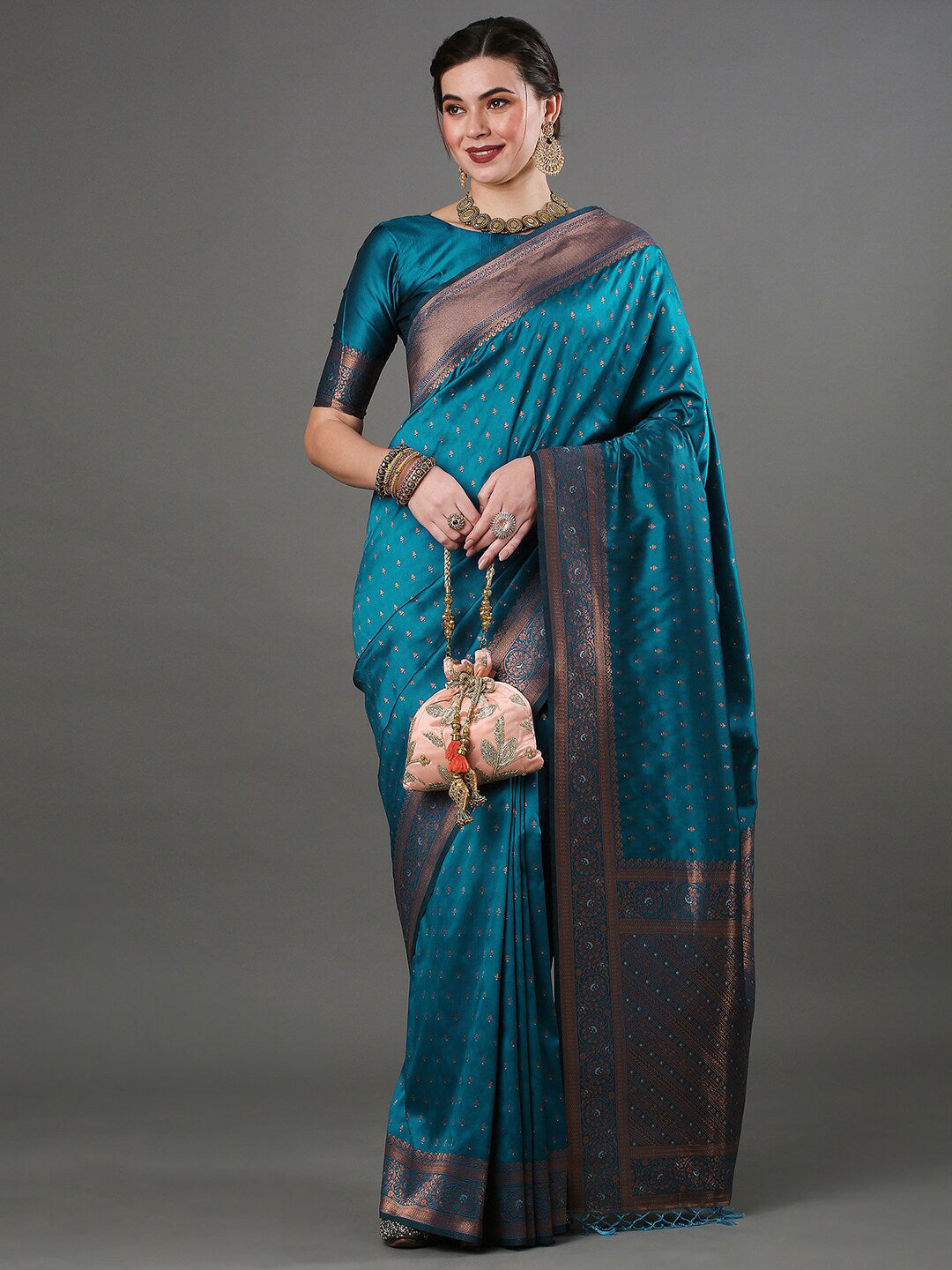 Mitera Woven Design Zari Silk Blend Banarasi Saree | Swadesiicart