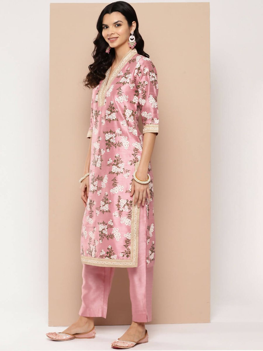 Ahalyaa Women's Traditional wear Kurta Set - Pink | Swadesiicart