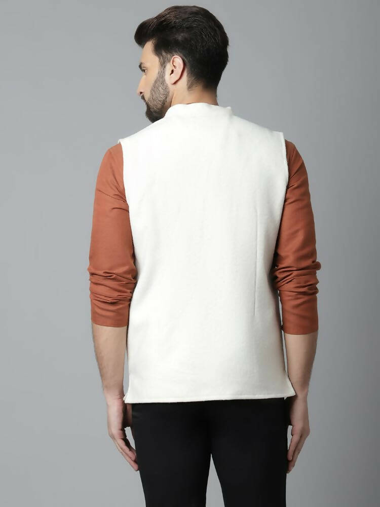 Even Apparels Pure Wool Nehru Jacket - White | Swadesiicart