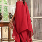 Janasya Maroon Georgette Solid Top Bottom Cape | Swadesiicart