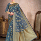 Vardha Aegean Blue Woven Banarasi Saree | Swadesiicart