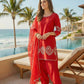 Anaita Red Crepe Stitched Suit With Sequence Embroidery Work