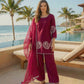 Anaita Maroon Crepe Stitched Suit With Sequence Embroidery Work