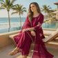 Anaita Maroon Crepe Stitched Suit With Sequence Embroidery Work
