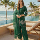 Anaita D Green Crepe Stitched Suit With Sequence Embroidery Work