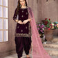 Anaita Purple Embroidered Velvet Patiala Suit
