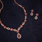 Tehzeeb Creations Elegant Rose Gold Polished American Diamond (Ad) Studded Necklace And Earring Set For Women - Swadesiicart