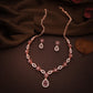 Tehzeeb Creations Elegant Rose Gold Polished American Diamond (Ad) Studded Necklace And Earring Set For Women - Swadesiicart