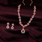 Tehzeeb Creations Elegant Rose Gold Polished American Diamond (Ad) Studded Necklace And Earring Set For Women - Swadesiicart