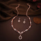Tehzeeb Creations Elegant Maroon Polished American Diamond (Ad) Studded Necklace And Earring Set For Women - Swadesiicart