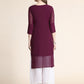 Kalini Women Burgundy Ethnic Motifs Chikankari Kurta | Swadesiicart