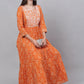 Kalini Women Orange Ethnic Motifs Printed Cotton Anarkali Kurta - Swadesiicart