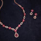 Tehzeeb Creations Elegant Pink Polished American Diamond (Ad) Studded Necklace And Earring Set For Women - Swadesiicart