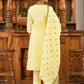 Vaasva Women's Cotton Solid Lemon Embroidered Suit Set | Swadesiicart