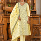 Vaasva Women's Cotton Solid Lemon Embroidered Suit Set | Swadesiicart