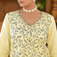 Vaasva Women's Cotton Solid Lemon Embroidered Suit Set | Swadesiicart