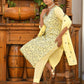 Vaasva Women's Cotton Solid Lemon Embroidered Suit Set | Swadesiicart