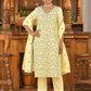 Vaasva Women's Cotton Solid Lemon Embroidered Suit Set | Swadesiicart