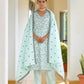Vaasva Women's Cotton Solid Sky Embroidered Suit Set | Swadesiicart