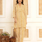Yufta Mustard Cotton Ethnic Motifs Striped Print Co-Ord Set - Swadesiicart