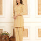 Yufta Mustard Cotton Ethnic Motifs Striped Print Co-Ord Set - Swadesiicart