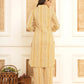 Yufta Mustard Cotton Ethnic Motifs Striped Print Co-Ord Set - Swadesiicart