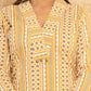 Yufta Mustard Cotton Ethnic Motifs Striped Print Co-Ord Set - Swadesiicart