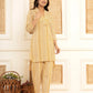 Yufta Mustard Cotton Ethnic Motifs Striped Print Co-Ord Set - Swadesiicart