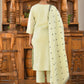 Vaasva Women's Cotton Solid Pista Embroidered Suit Set | Swadesiicart
