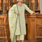 Vaasva Women's Cotton Solid Pista Embroidered Suit Set | Swadesiicart