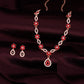 Tehzeeb Creations Elegant Red Polished American Diamond (Ad) Studded Necklace And Earring Set For Women - Swadesiicart