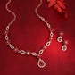 Tehzeeb Creations Elegant Red Polished American Diamond (Ad) Studded Necklace And Earring Set For Women - Swadesiicart
