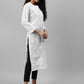 ADA Women White & Black Paisley Embroidered Chikankari Handloom Kurta with Trousers | Swadesiicart