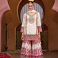 Anaita White Chinon Embroidered Readymade Salwar Suit