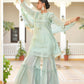 Vaasva Women's Aqua Marine Chanderi Sharara Set | Swadesiicart
