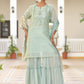 Vaasva Women's Aqua Marine Chanderi Sharara Set | Swadesiicart