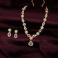 Tehzeeb Creations Elegant Sea Green Polished American Diamond (Ad) Studded Necklace And Earring Set For Women - Swadesiicart