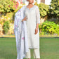 Vaasva Women's Grey Green Linen Suit Set With Cutwork Dupatta | Swadesiicart