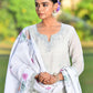 Vaasva Women's Grey Green Linen Suit Set With Cutwork Dupatta | Swadesiicart