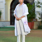 Vaasva Women's Grey Purple Linen Suit Set With Cutwork Dupatta | Swadesiicart
