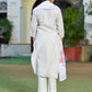 Vaasva Women's Grey Purple Linen Suit Set With Cutwork Dupatta | Swadesiicart