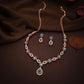 Tehzeeb Creations Elegant Sky Blue Polished American Diamond (Ad) Studded Necklace And Earring Set For Women - Swadesiicart