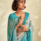 Anaita Sky Blue Printed Handloom Khadi Silk Silk Saree With Blouse