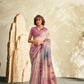 Anaita Purple Printed Handloom Khadi Silk Silk Saree With Blouse